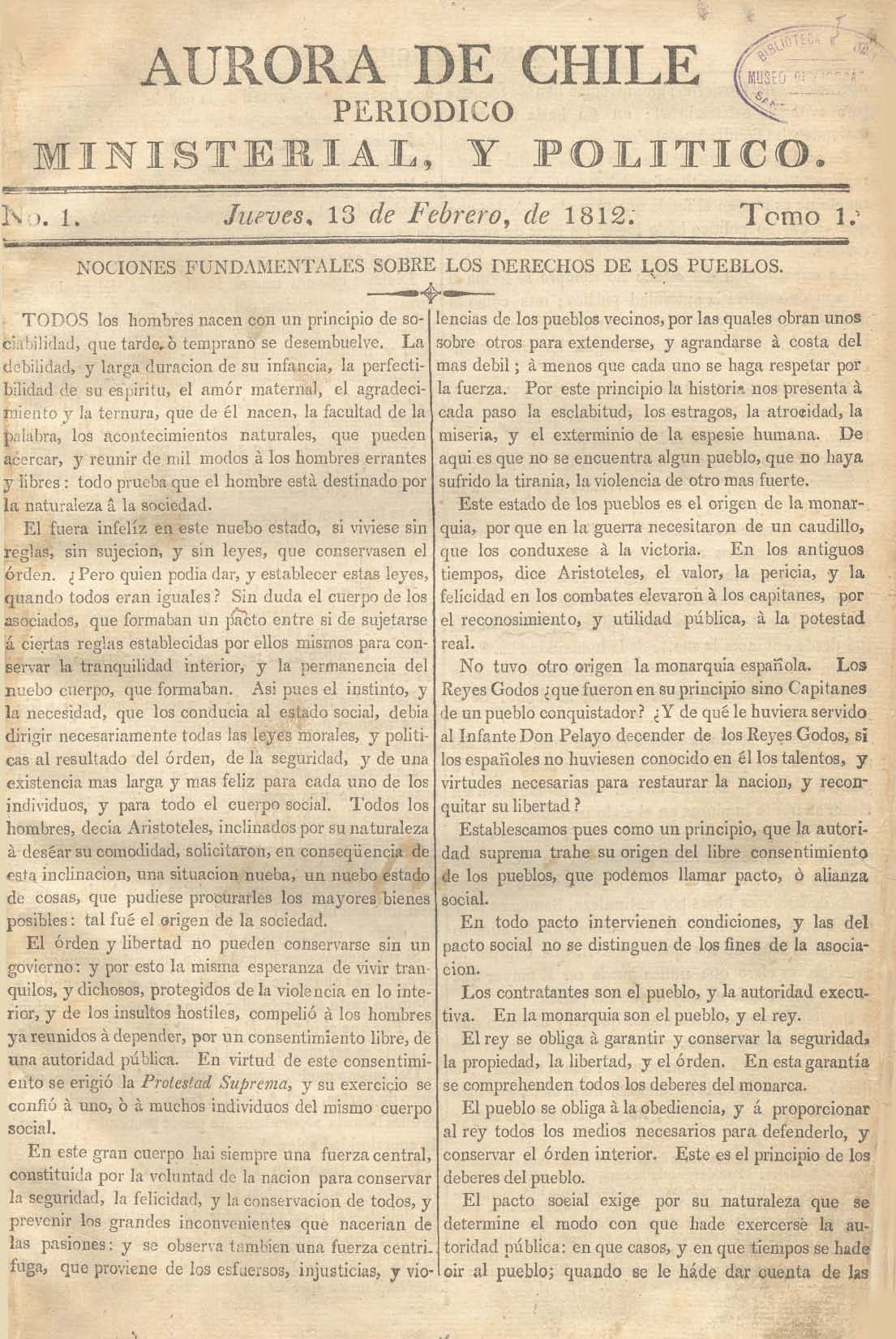 												Ver Núm. 44 (1812): Tomo I. Jueves 10 de Diciembre
											