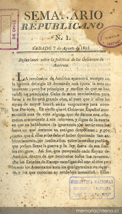 												Ver Núm. 10 (1813): Tomo I. Sábado 9 de Octubre
											